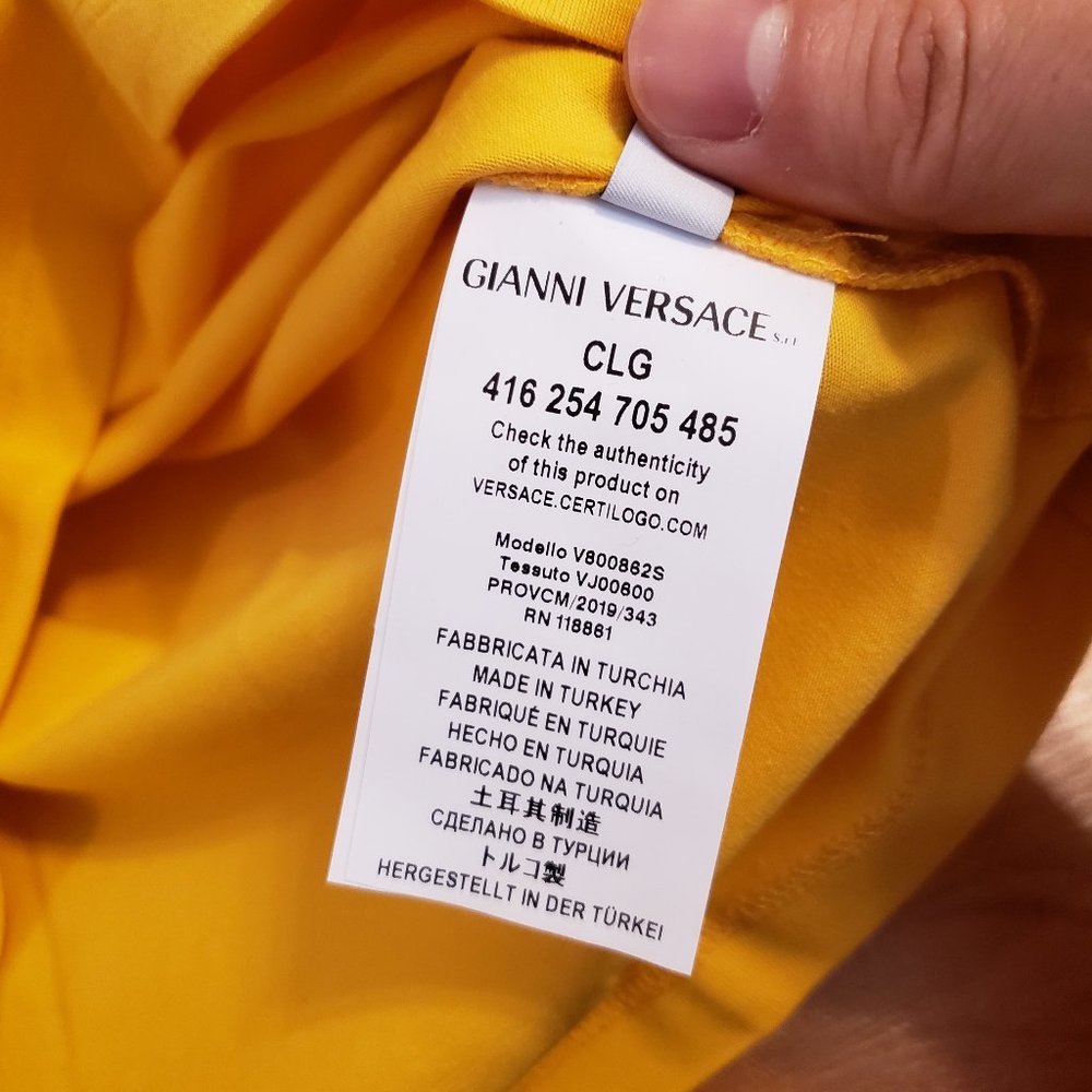 Versace Collection Men's Slim Fit Yellow T-Shirt - Picture 4 of 5